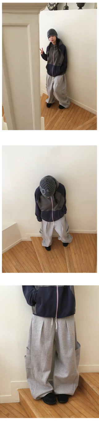 (4 colors) Striped zip-up hoodie