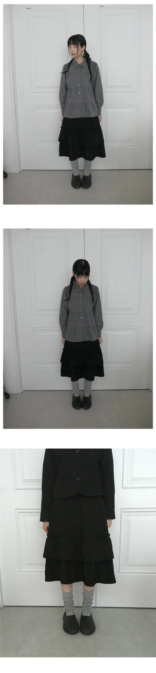 Corduroy frill skirt