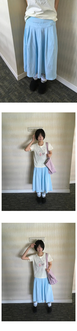 [3 colors] Shirred Short-Sleeve T-Shirt
