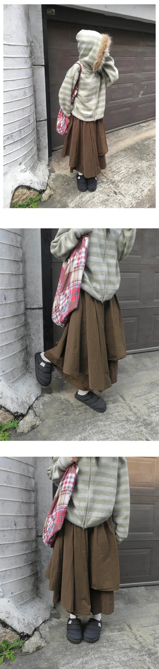 (3 colors) Striped Fur Hoodie