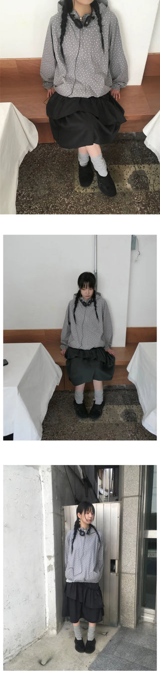 Star-patterned mountain parka with drawstring
