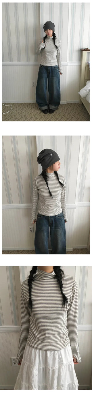 (3 colors) Roll-up denim pants