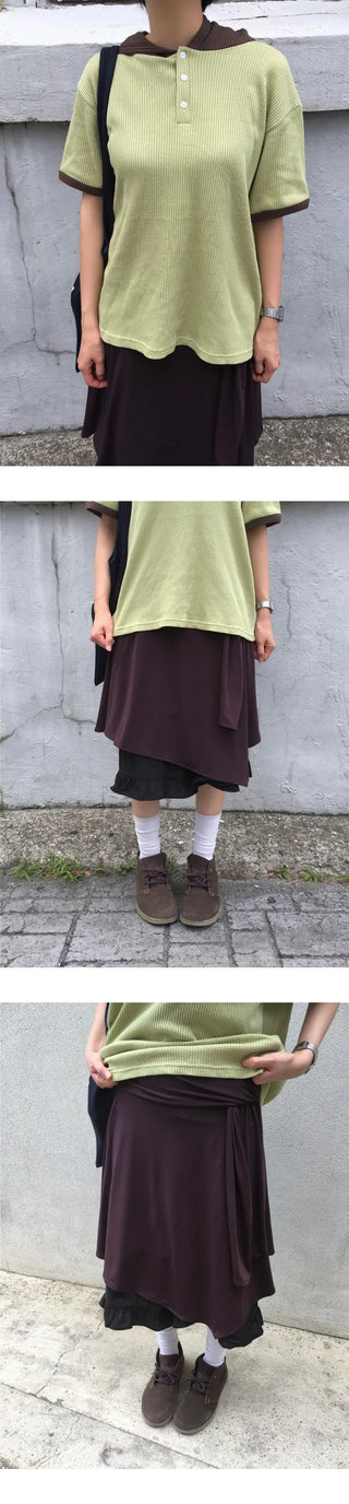 [3 colors] Drape Wrap Skirt
