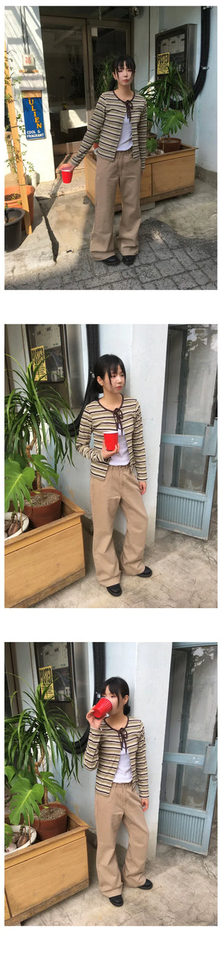 Wide bootcut chino pants