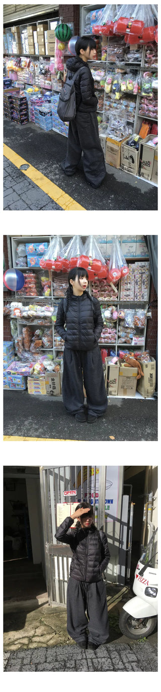 (2 colors) Striped Wide Fleece Pants