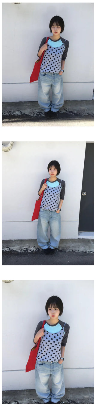 Wide denim pants