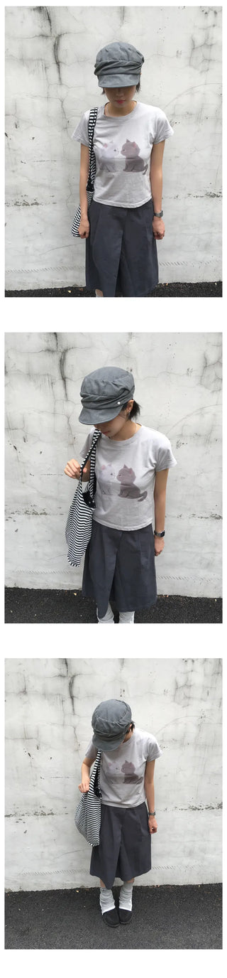 [3 colors] Printed short-sleeved T-shirt