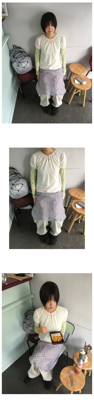 [3 colors] Polka Dot Skirt