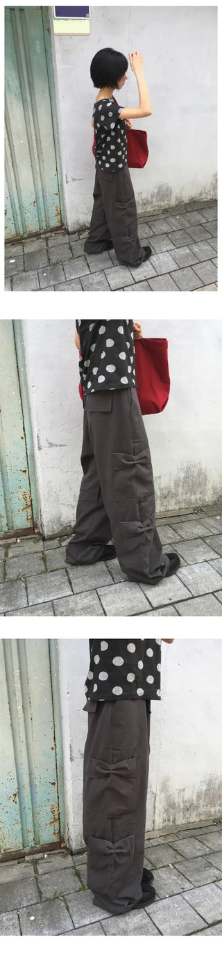 (2 colors) Ribbon Cargo Pants