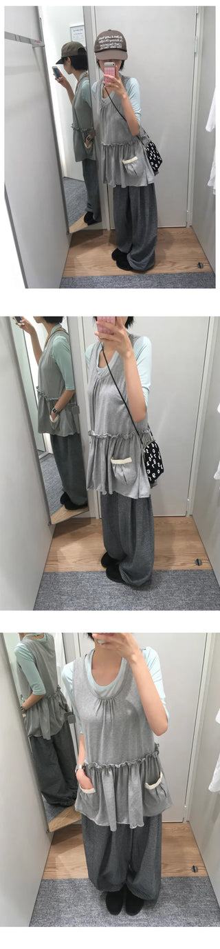 [4 colors] Halter Layered T-shirt