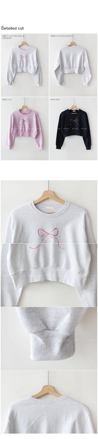 Cotton Ribbon Crop Sweatshirt