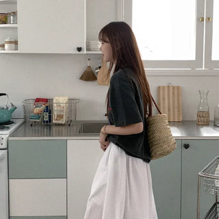 Washed print short-sleeved T-shirt