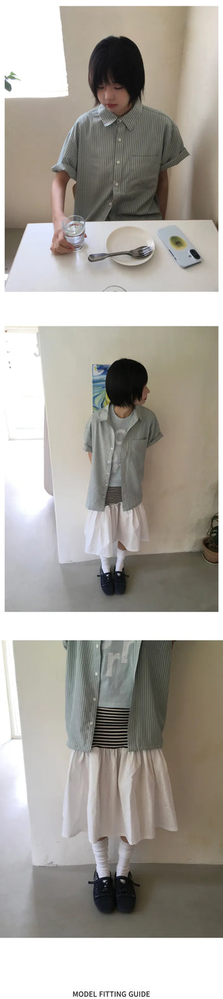 [3 colors] Striped short-sleeved shirt