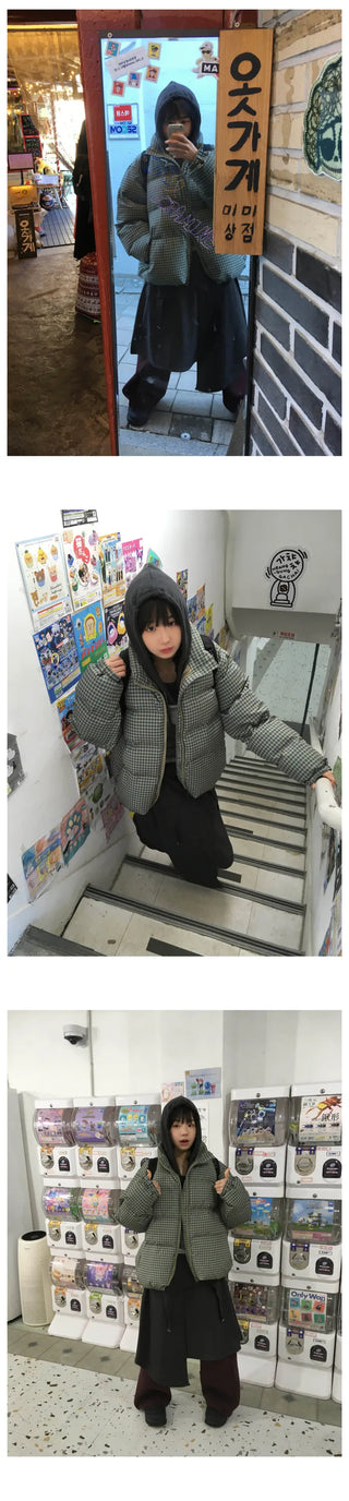 (3 colors) Checkered Down Jacket