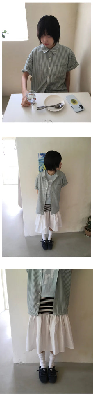 [3 colors] Striped skirt