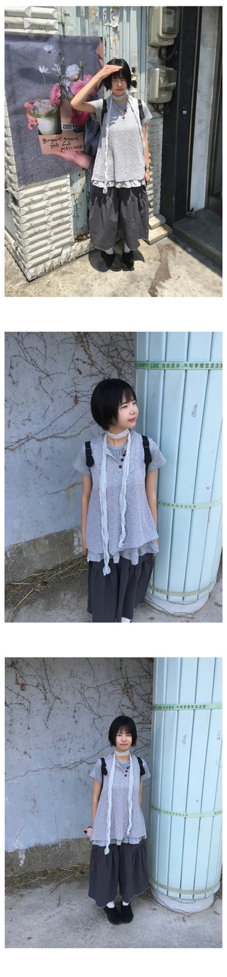 [3 colors] Front button sleeveless top