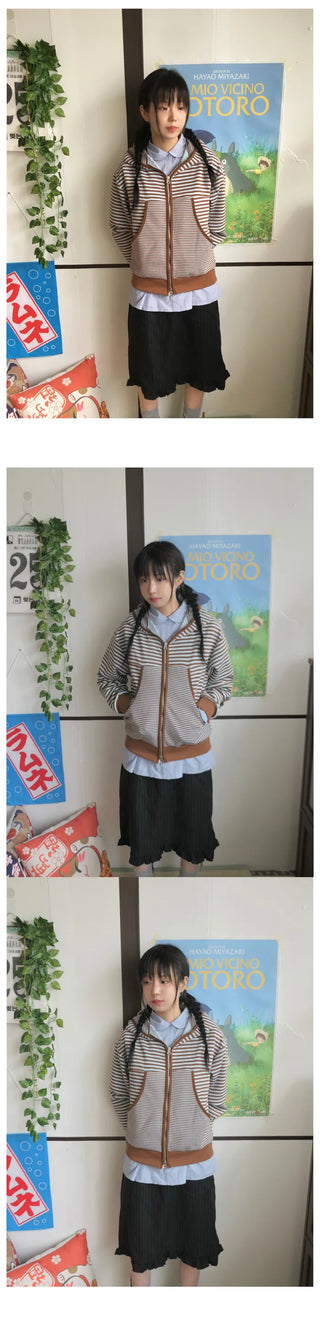 Striped frill skirt