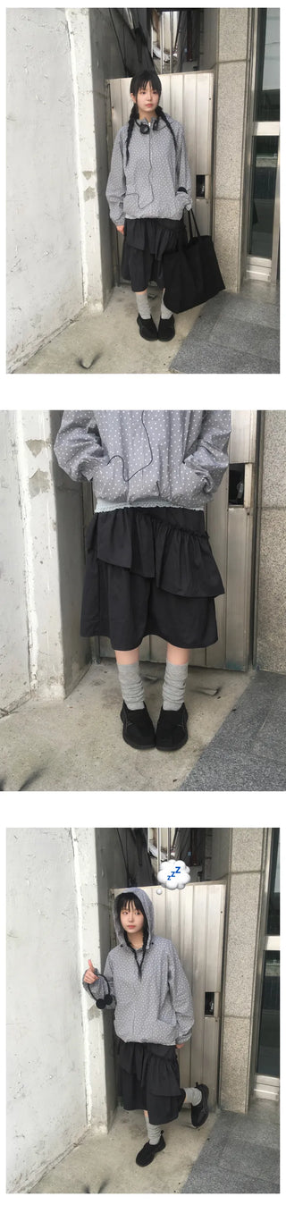Elastic waist frill skirt
