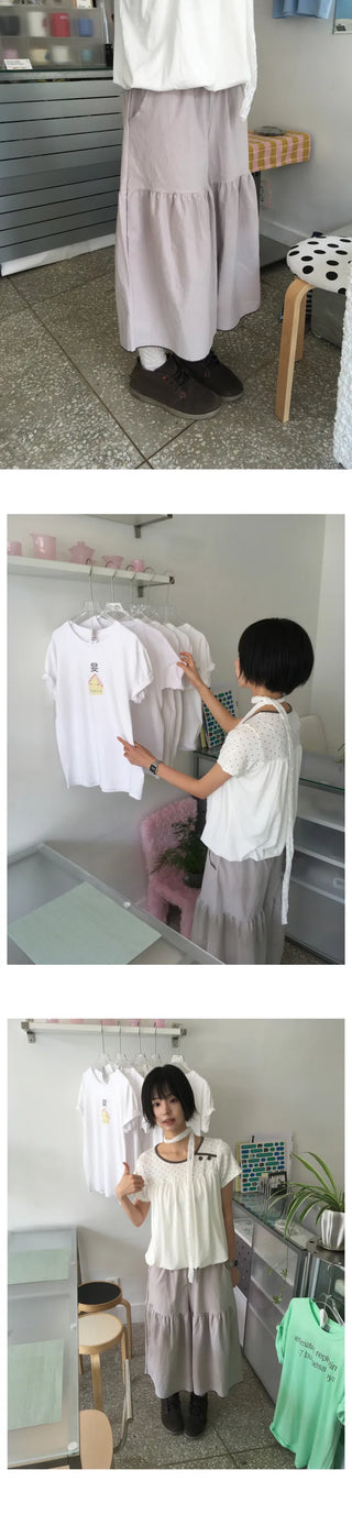 [2 colors] Dot Puff Short-Sleeve Shirt