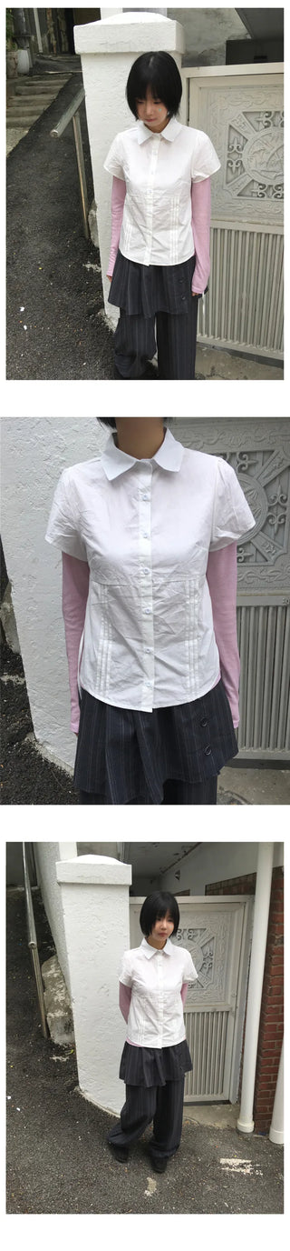 [2 colors] Pleated shirt