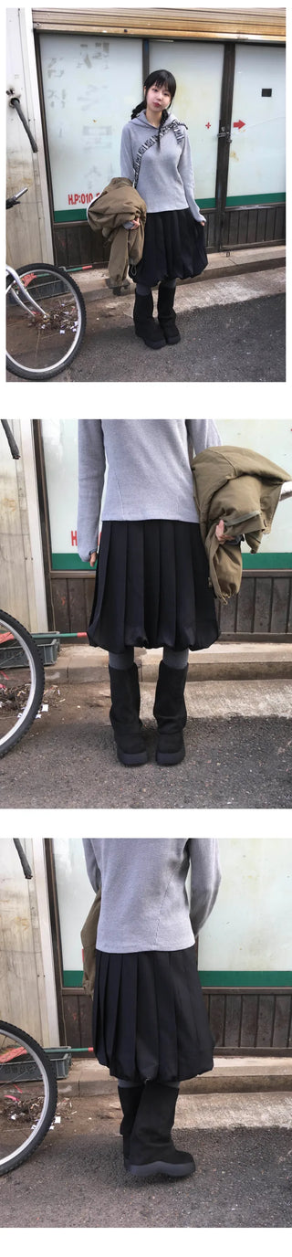(4 colors) Waffle knit hooded jacket with neck warmer