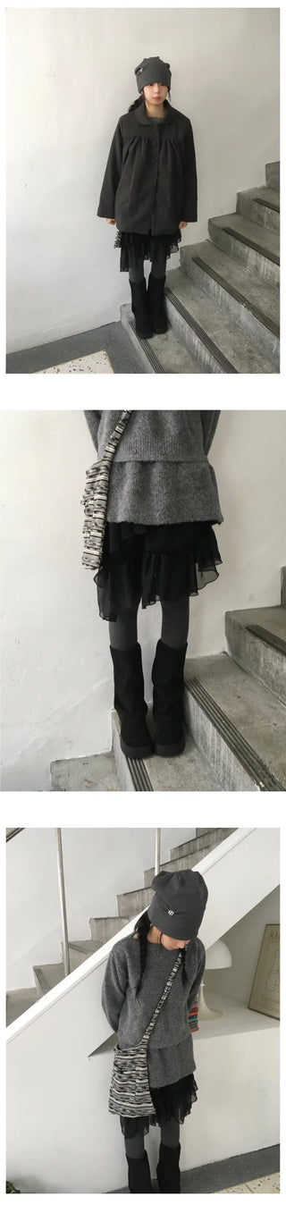 Layered ruffle knit