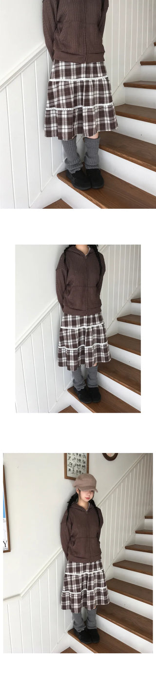 (3 colors) Checkered Mini Skirt
