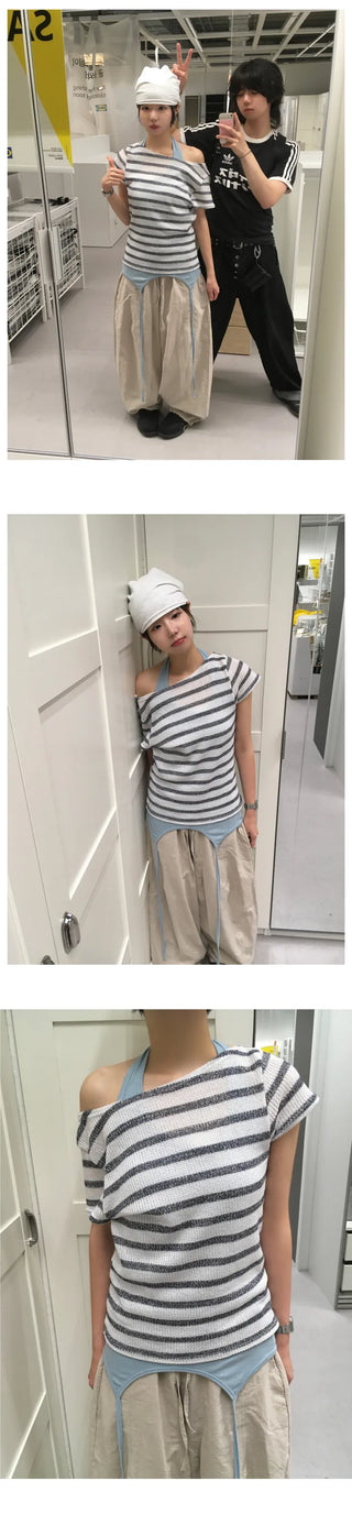 [3 colors] Marine Off-Shoulder Short Sleeve