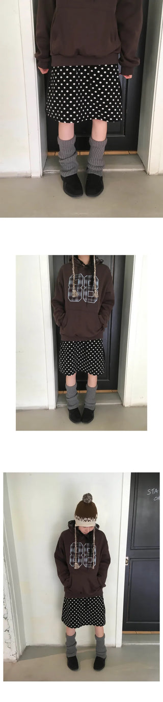 (3 colors) Polka dot fleece skirt