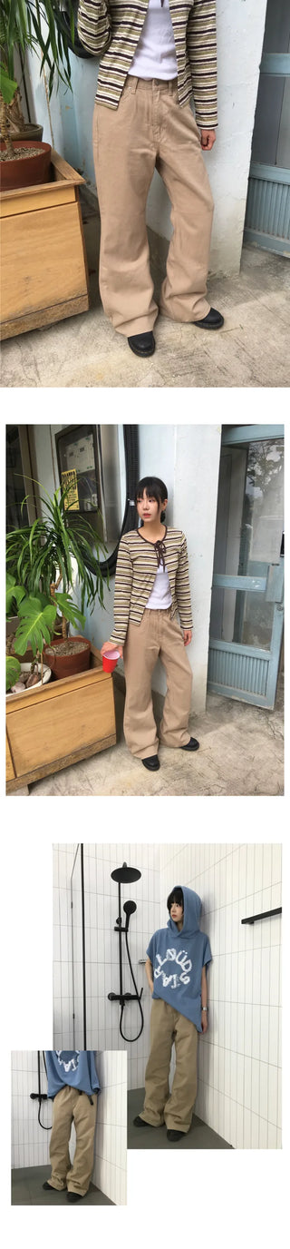 Wide bootcut chino pants
