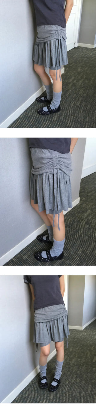 [3 colors] Slit skirt pants