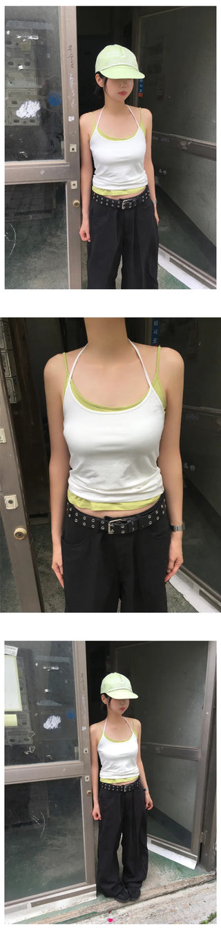 [3 colors] Halter Layered Sleeveless Top