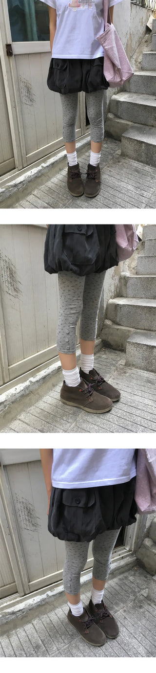 [3 colors] Flower Midi Leggings