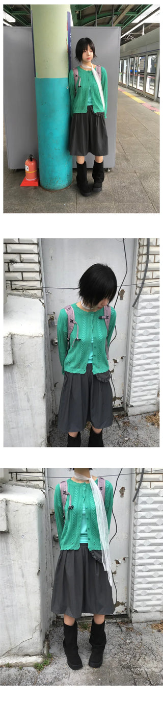 (4 colors) Perforated Knit Cardigan