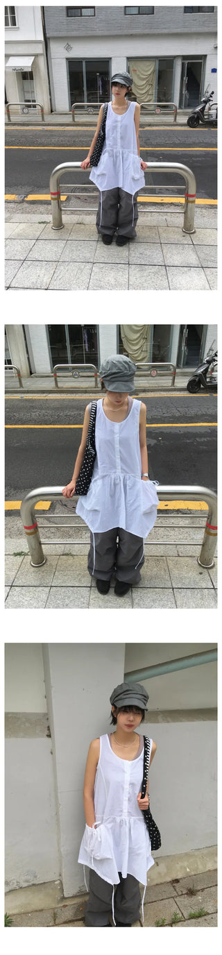 [3 colors] Asymmetrical Pocket Dress