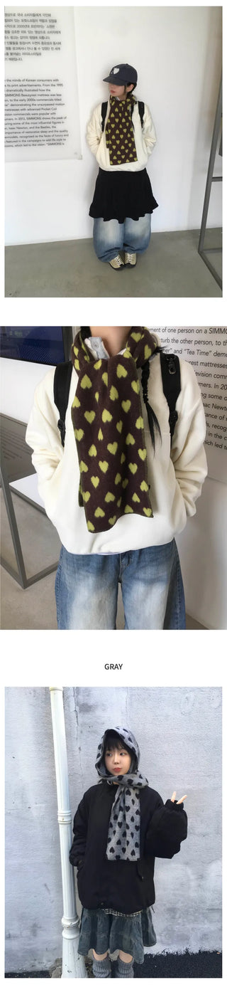 (2 colors) Heart pattern scarf