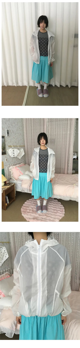 [3 colors] Polka Dot Hooded Windbreaker