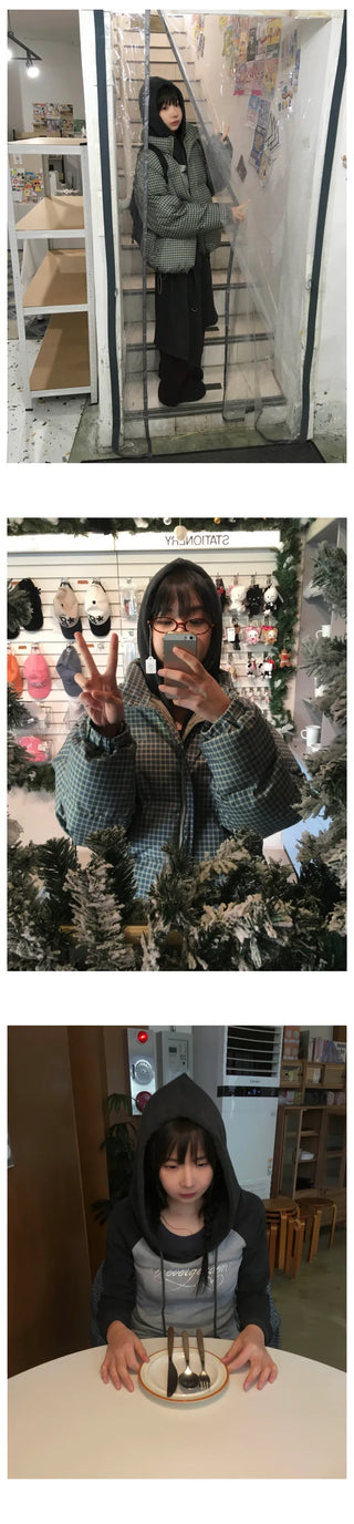 (3 colors) Checkered Down Jacket