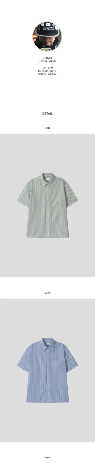 [3 colors] Striped short-sleeved shirt