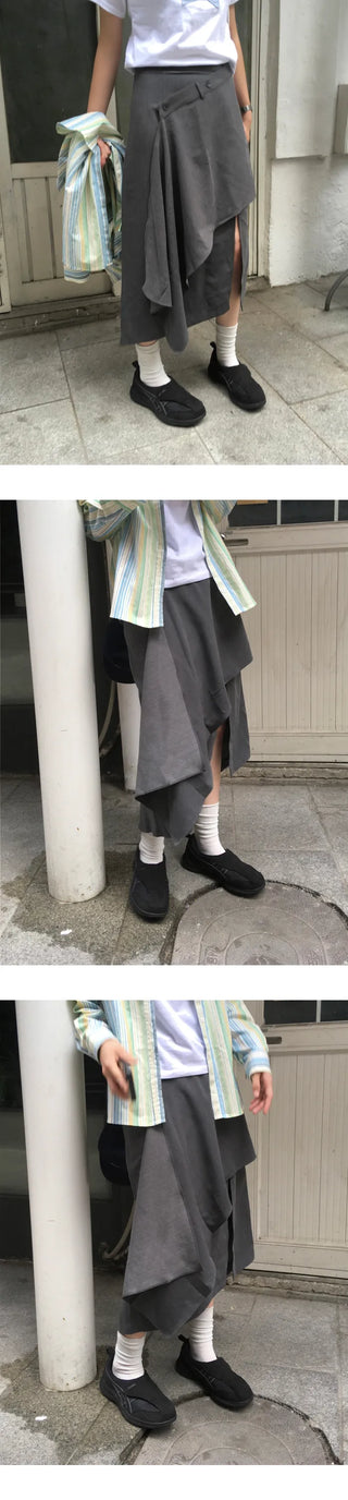 Layered Asymmetrical Long Skirt