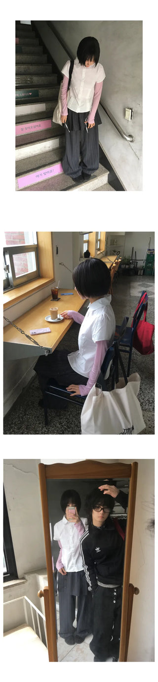 [2 colors] Pleated shirt