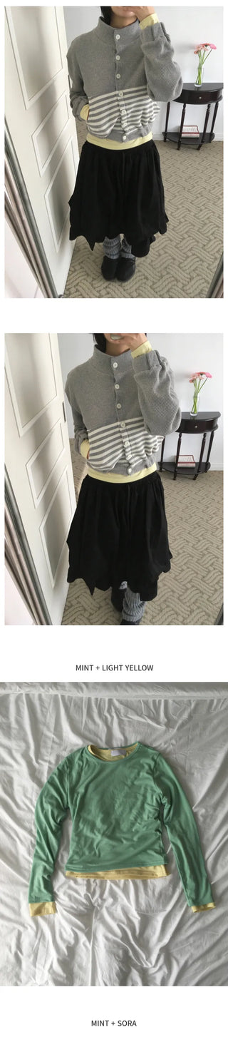(9 colors) [1+1] Soft Layered Long Sleeve T-Shirt