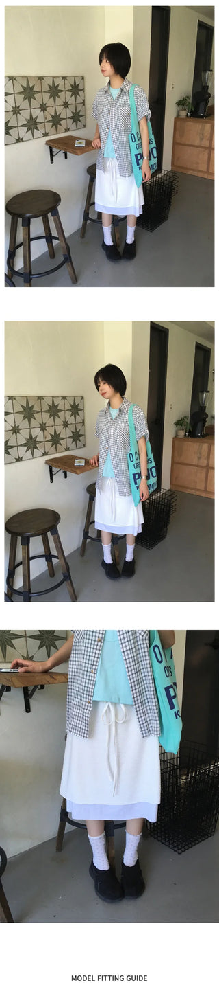 [3 colors] Short-sleeved check shirt