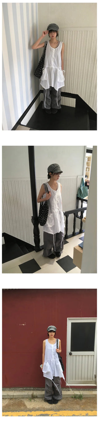 [3 colors] Asymmetrical Pocket Dress