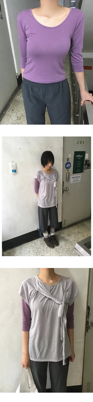 [3 colors] Strap T-shirt