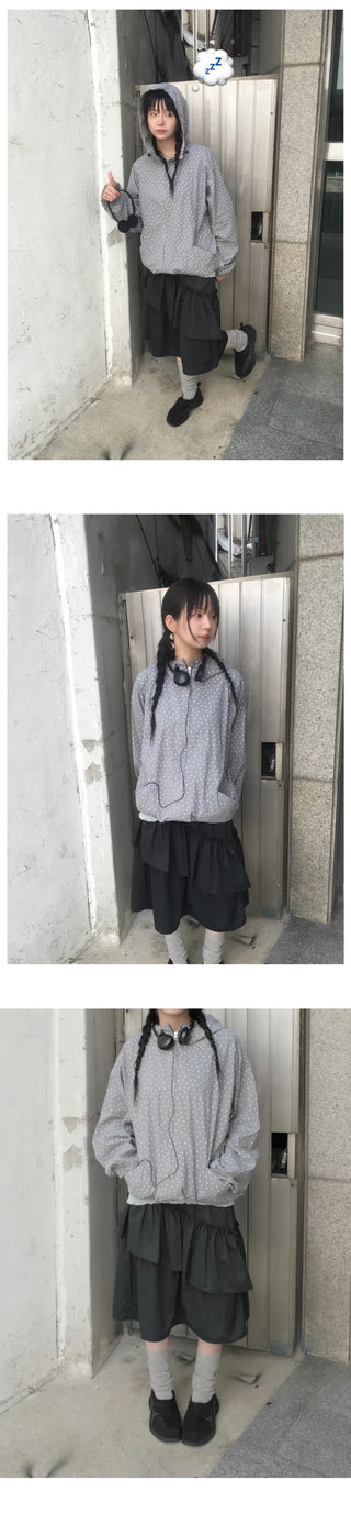 Star-patterned mountain parka with drawstring