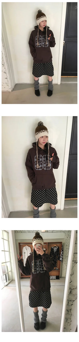 (3 colors) Polka dot fleece skirt