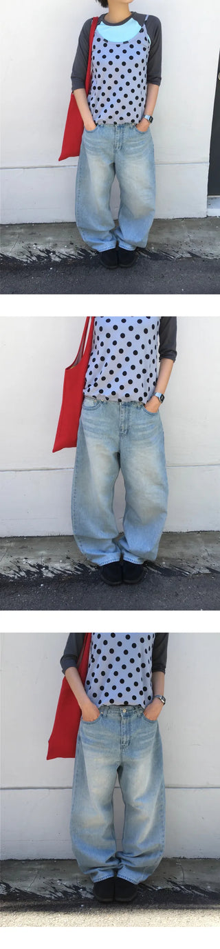 Wide denim pants