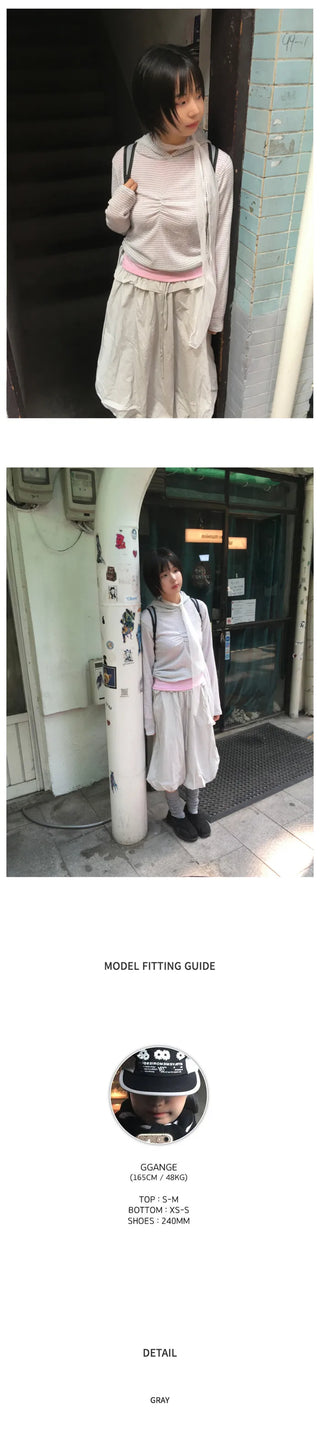 (3 colors) Shirred balloon skirt