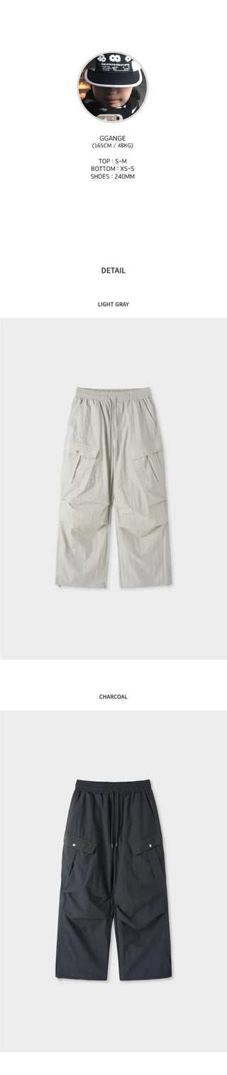 [3 colors] Nylon Cargo Pants